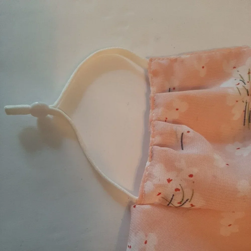 Mask with Scarf Pink Floral Silky Neck Gator New